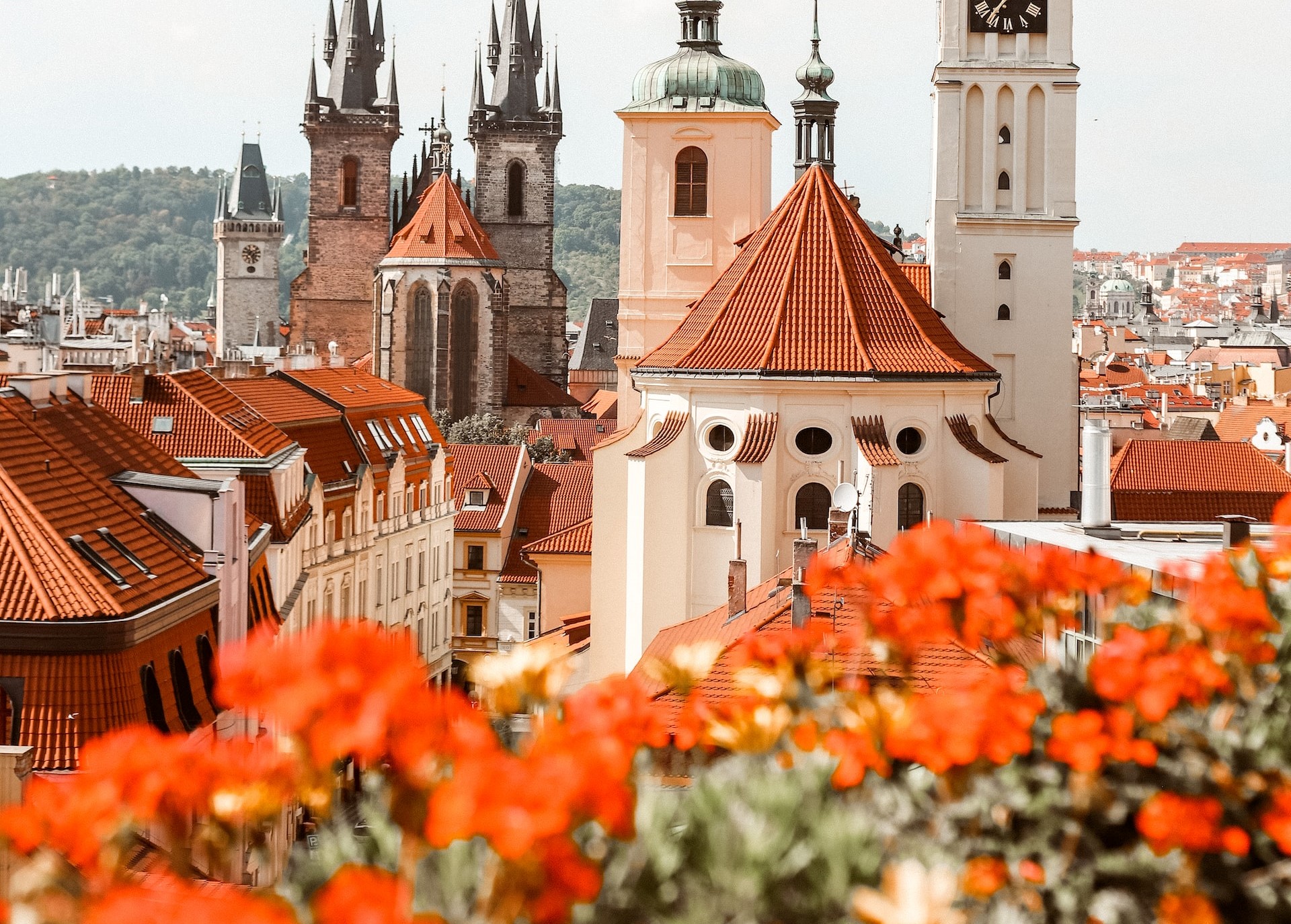 Rooftop city scape in Prague